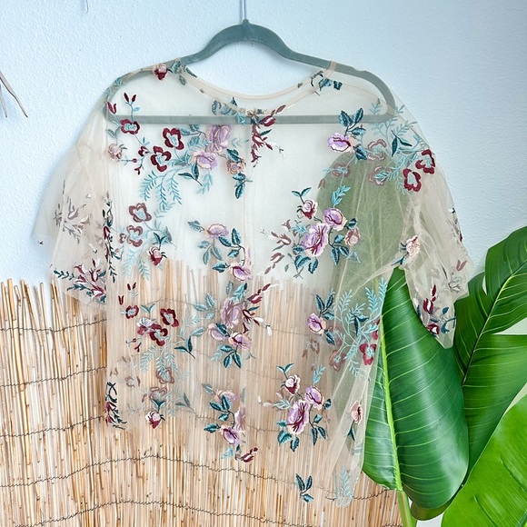 Gorgeous Embroidered Mesh Top - Picture 1 of 6